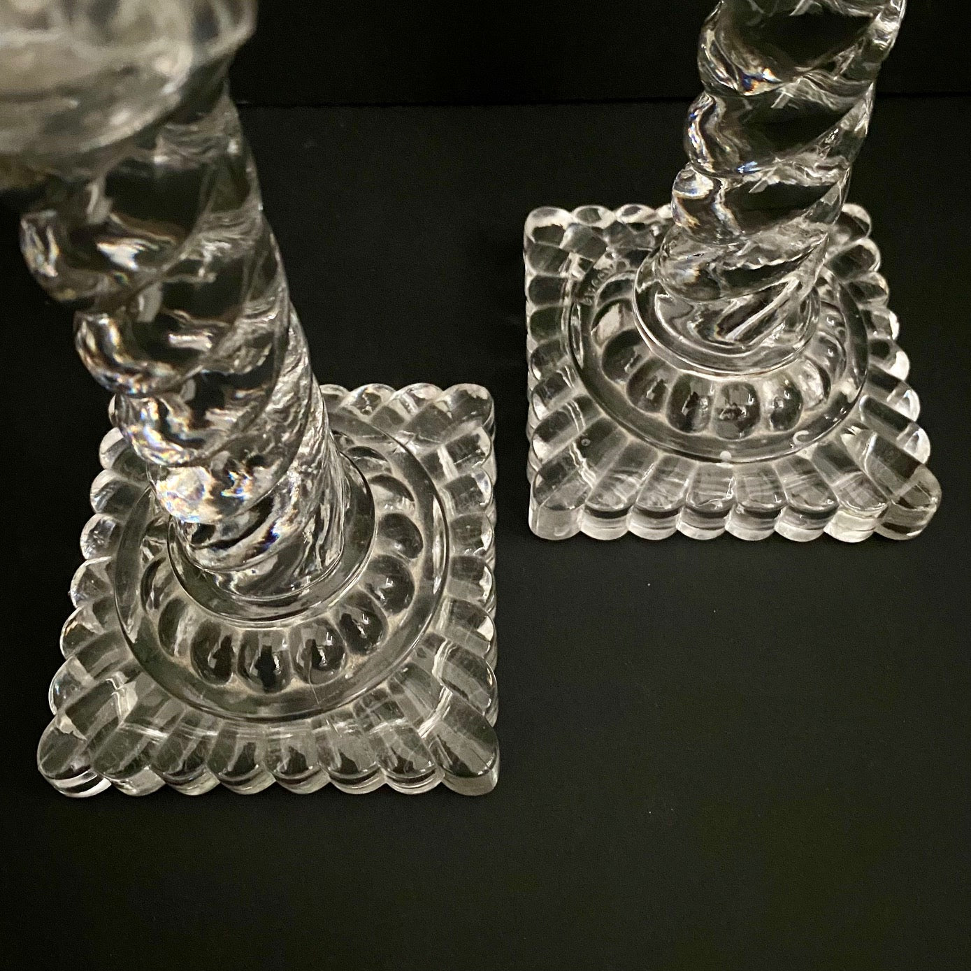 Pair Stunning Baccarat Crystal Twist Column Glass Candlesticks