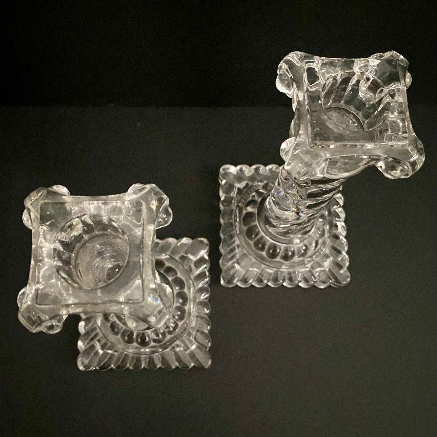 Pair Stunning Baccarat Crystal Twist Column Glass Candlesticks