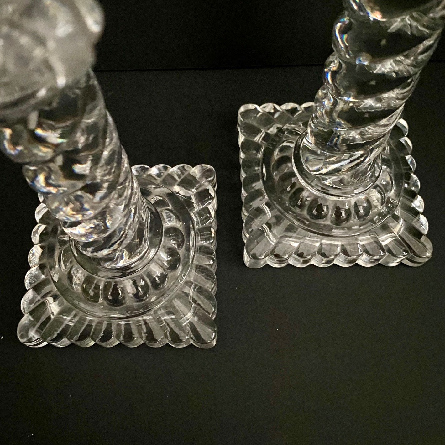 Pair Stunning Baccarat Crystal Twist Column Crystal Candlesticks