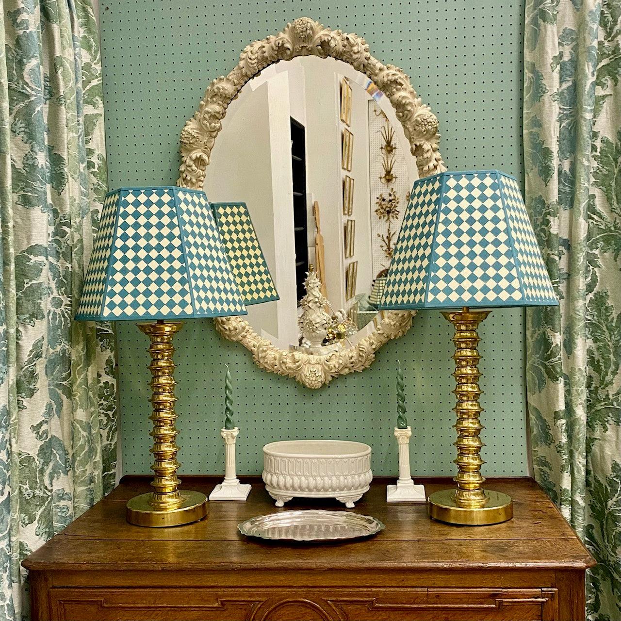 Pair 1960's Tall Brass Lamps