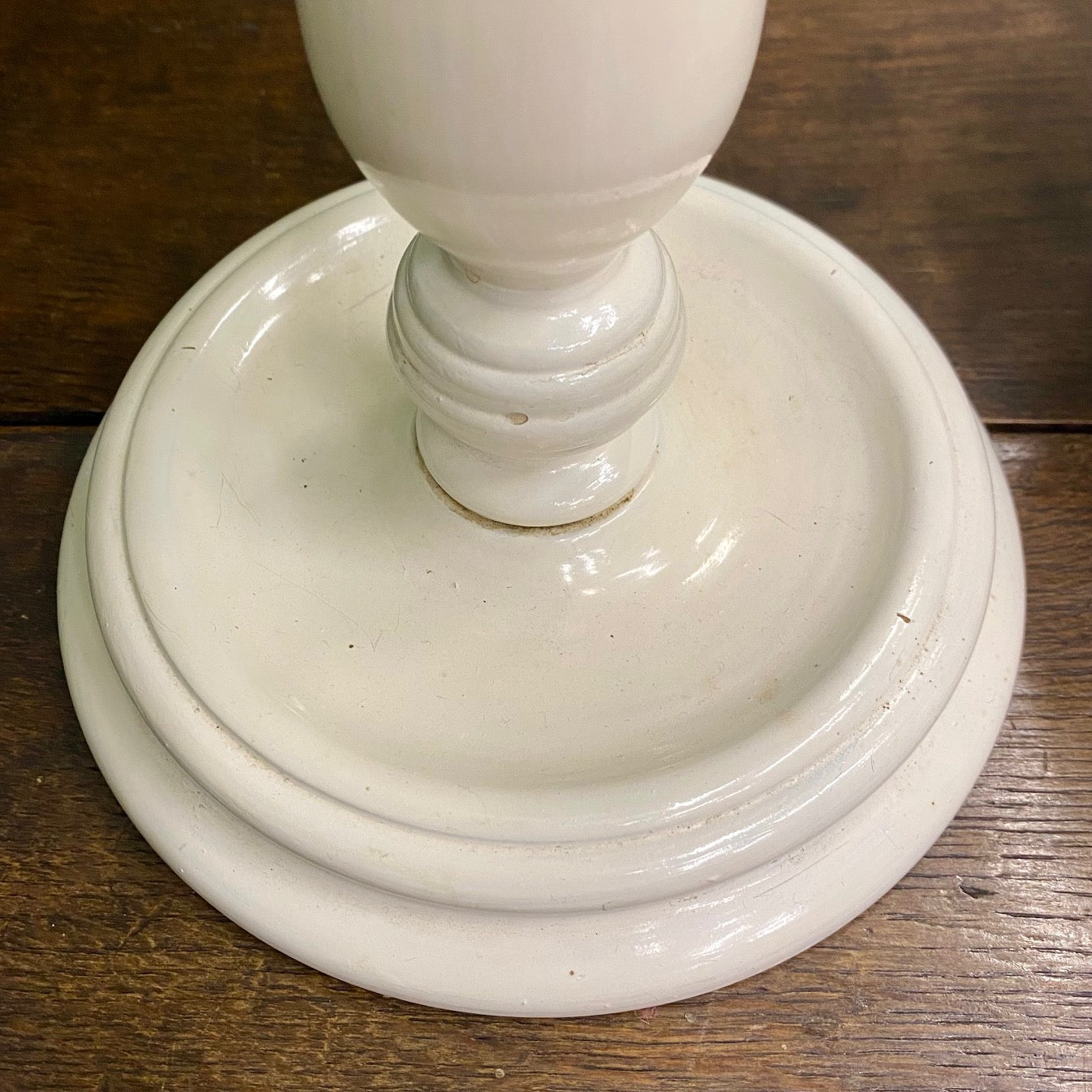 Pair Vintage Cream Wooden Lamps