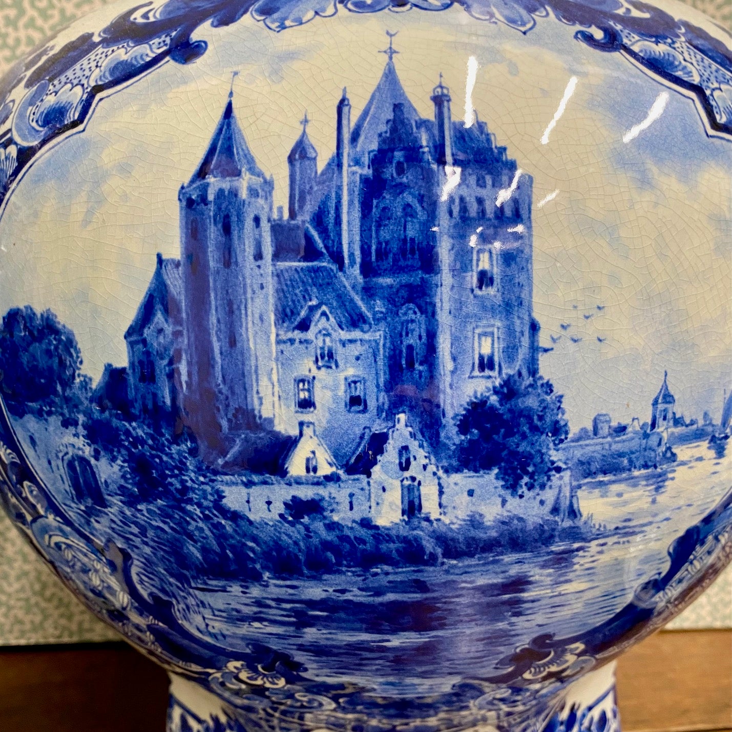 Pair Huge Fabulous Royal Delft Porceleyne Fles Hand Painted Blue & White Ginger Jars