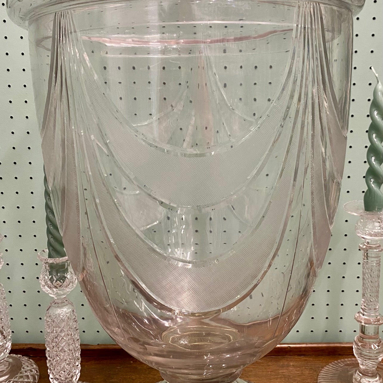 Pair Enormous 1920's Glass Apothecary Jars