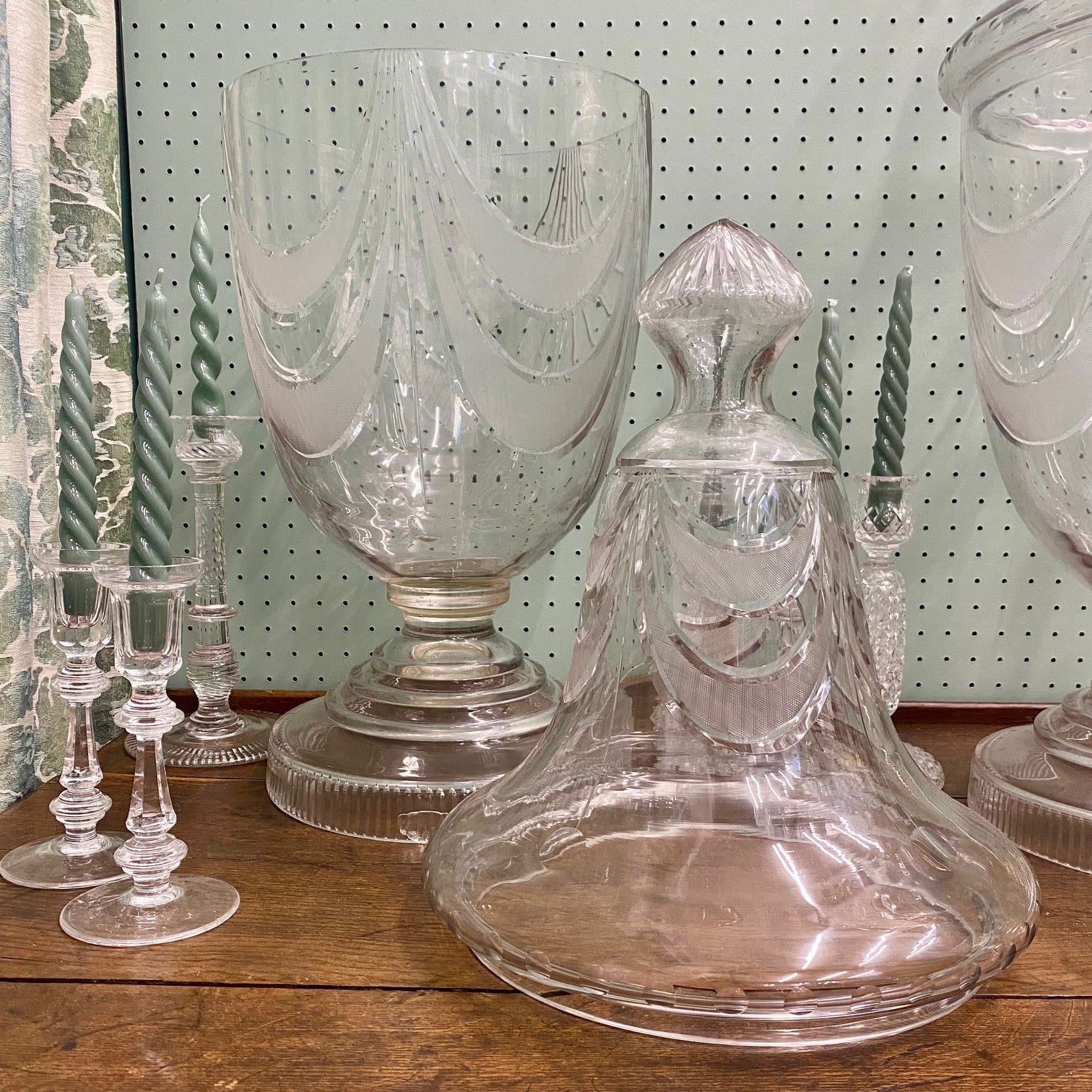 Pair Enormous 1920's Glass Apothecary Jars