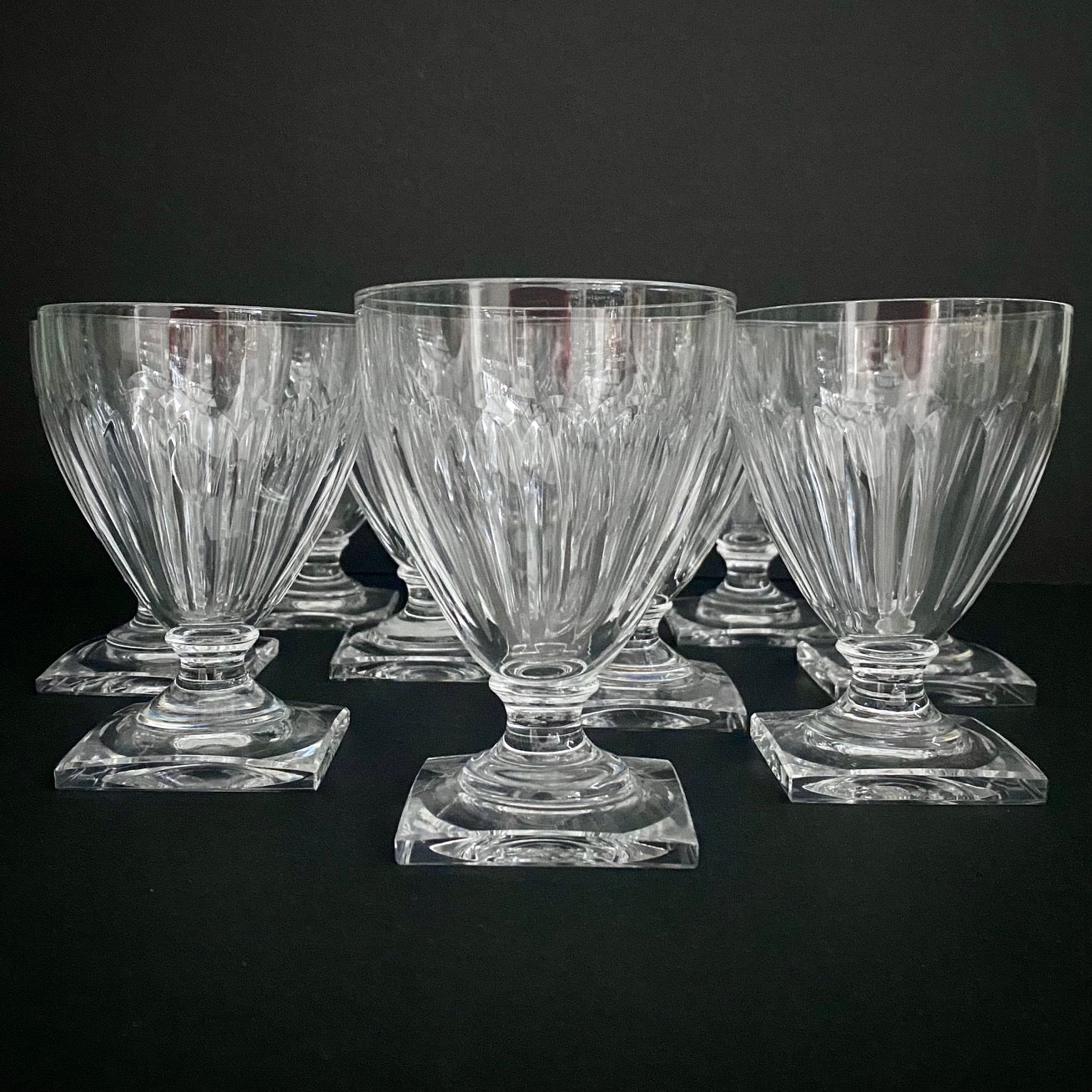 RESERVED - Val St Lambert Crystal Gondole Pattern Goblets, Set of 10