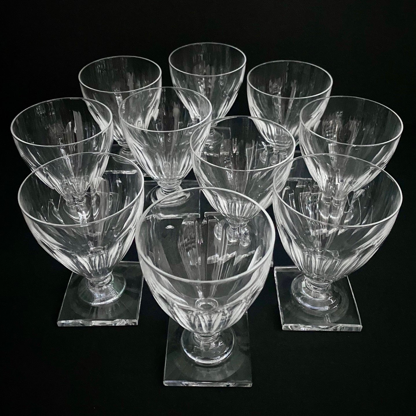 RESERVED - Val St Lambert Crystal Gondole Pattern Goblets, Set of 10