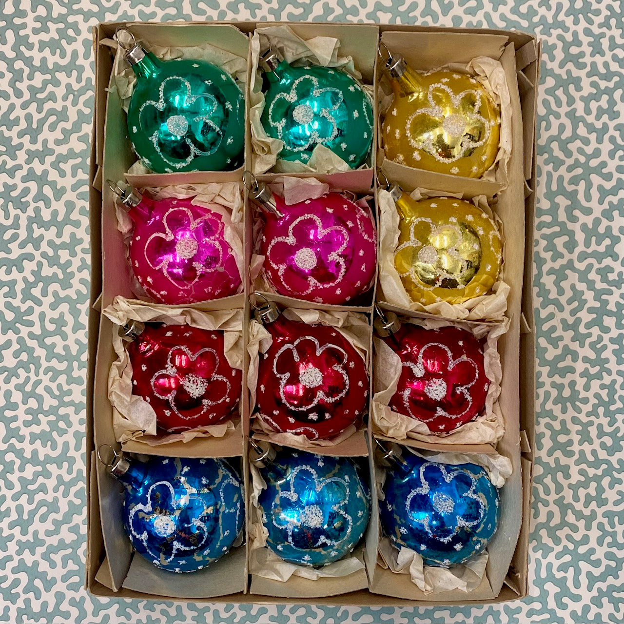 Vintage Glass baubles, Set of 12