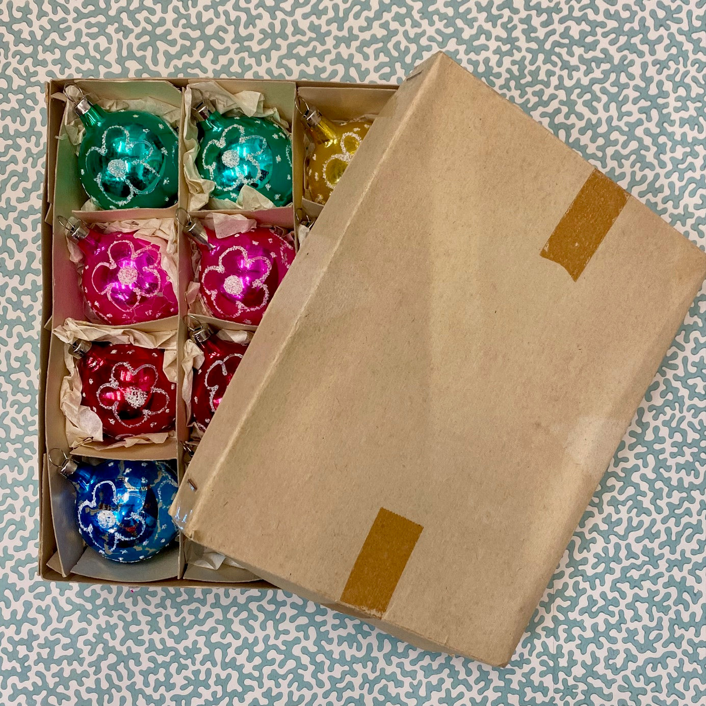 Vintage Glass baubles, Set of 12