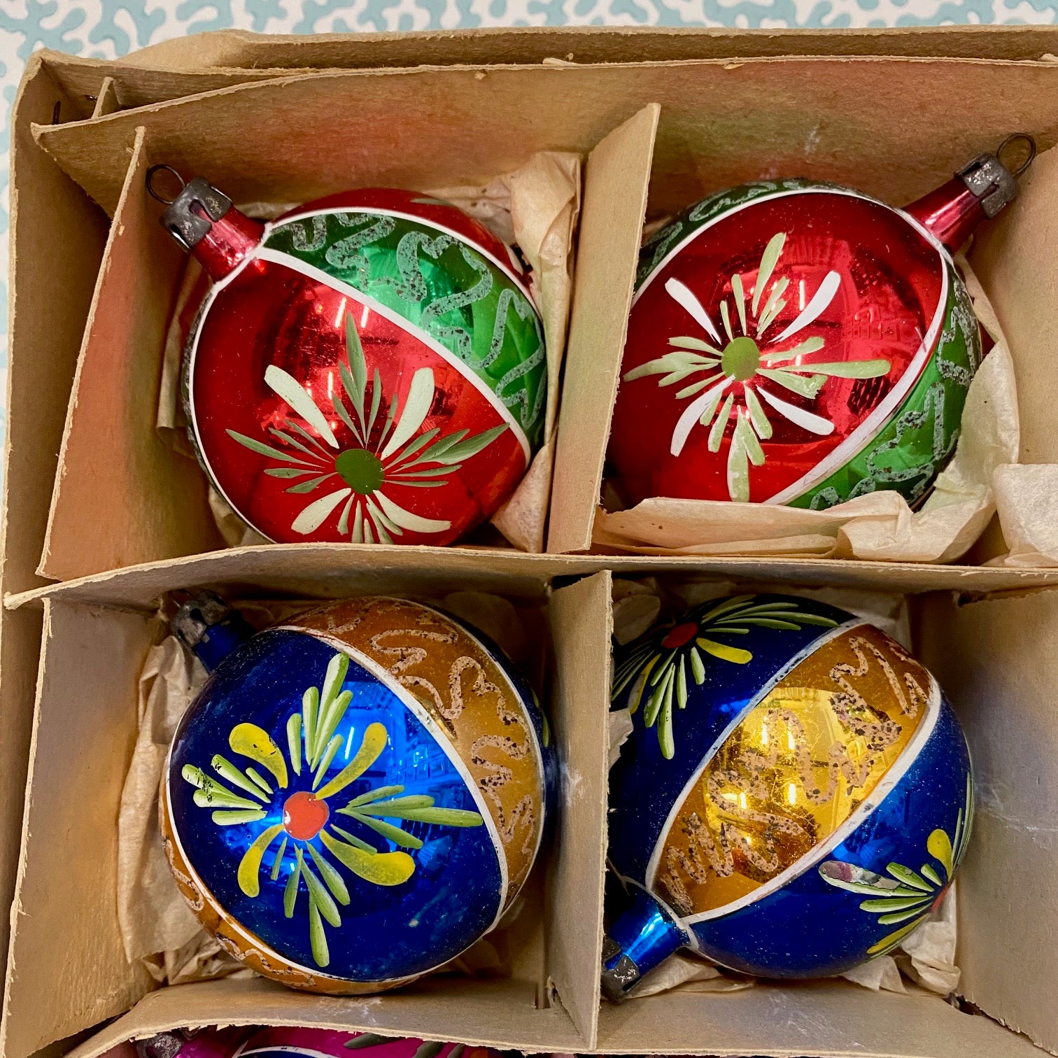 Vintage Mercury Glass Baubles, Set of 12