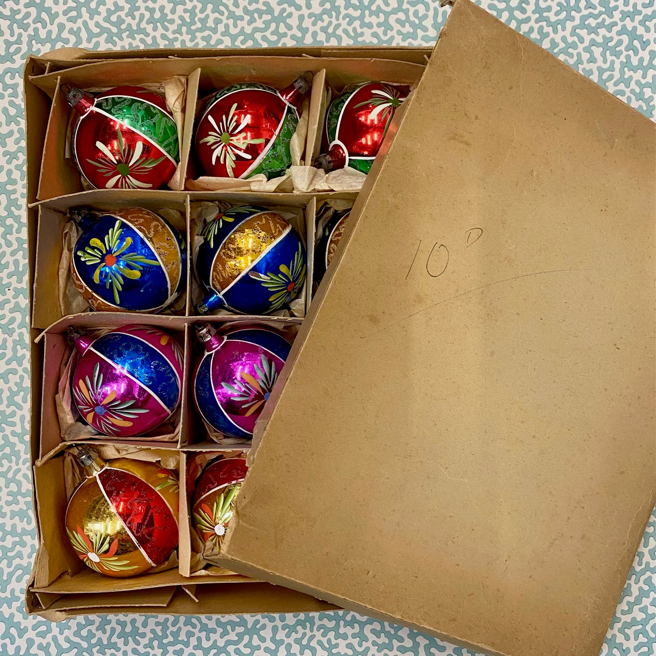 Vintage Mercury Glass Baubles, Set of 12