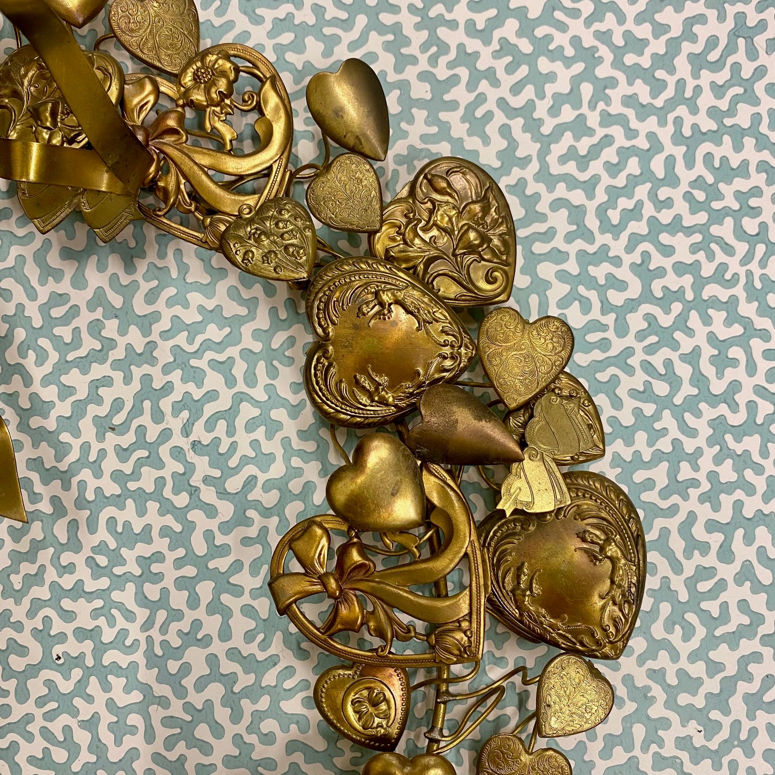 Vintage Brass Heart Wreath