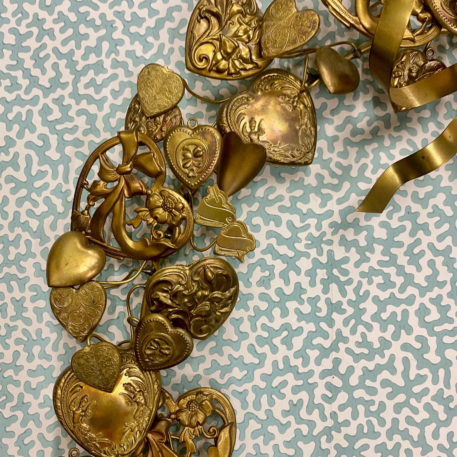 Vintage Brass Heart Wreath