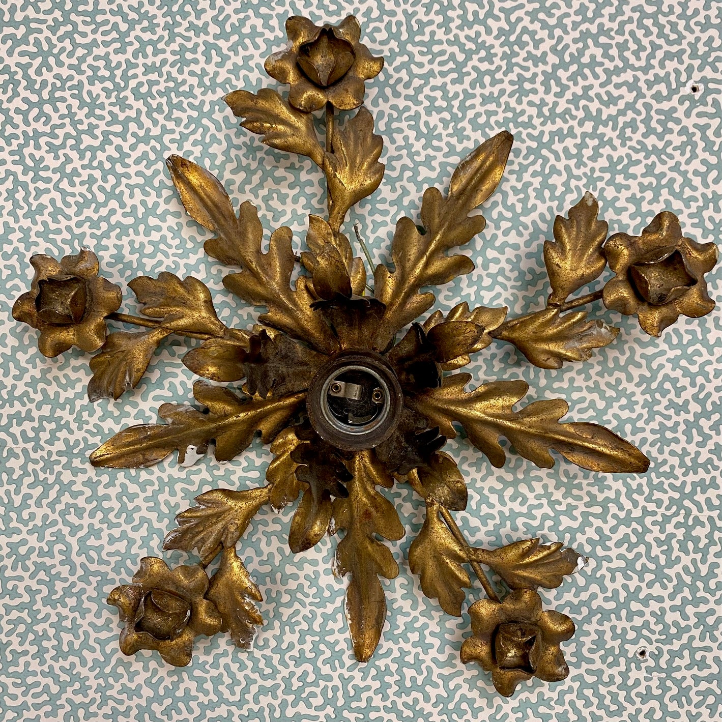 Pair 1950's Italian Flush Ceiling or Wall Lights