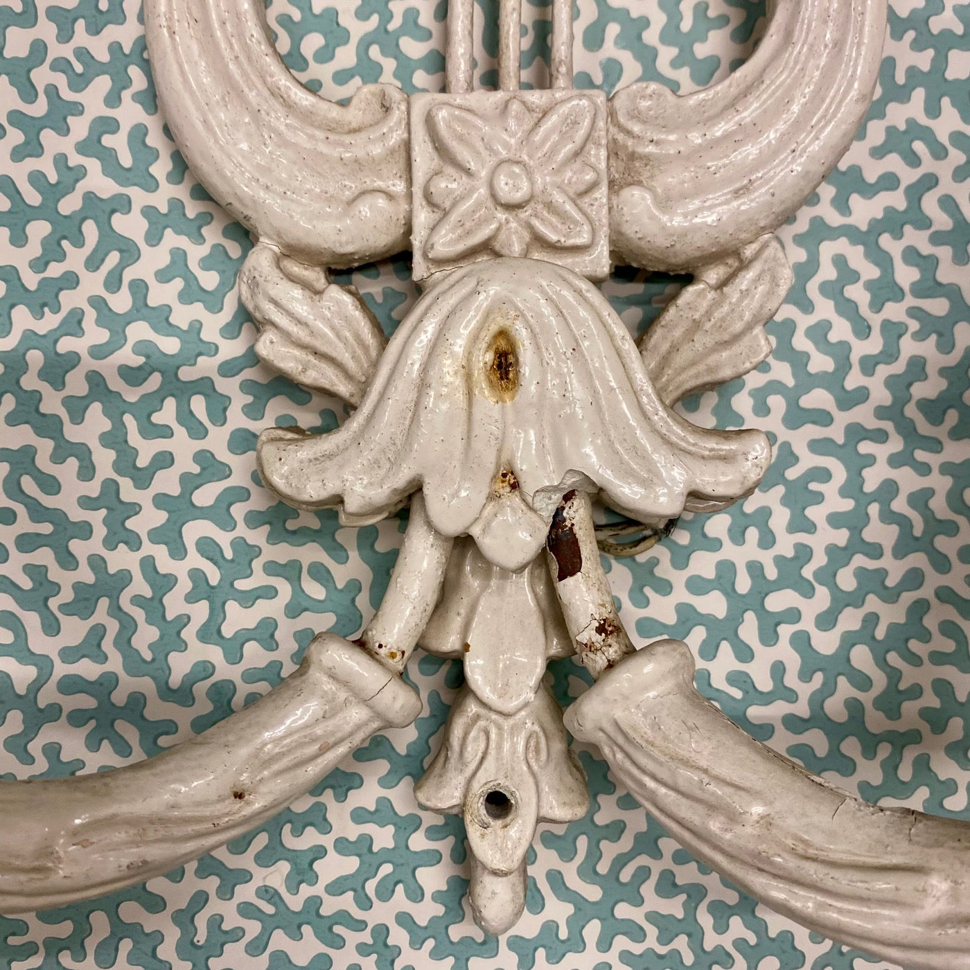 Trio Vintage White Painted Sconces