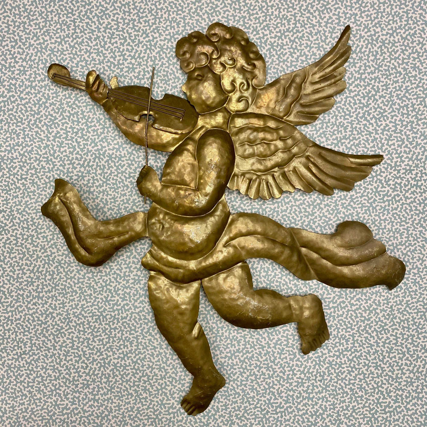 Large Pair of Vintage Gold Metal Cherubs