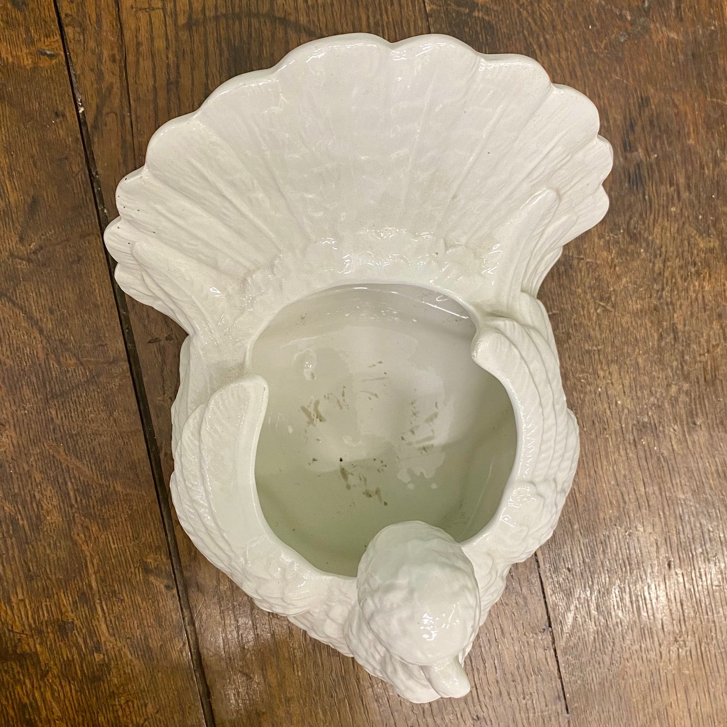 Vintage White Ceramic Turkey Planter Centrepiece