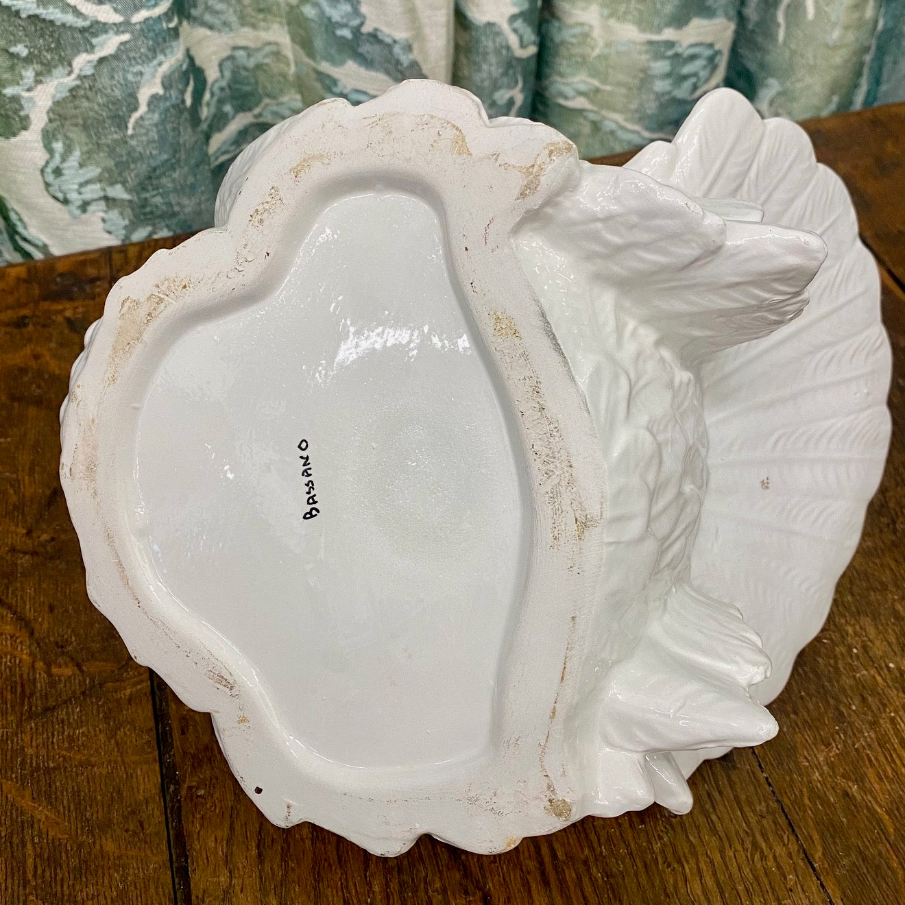 Vintage White Ceramic Turkey Planter Centrepiece