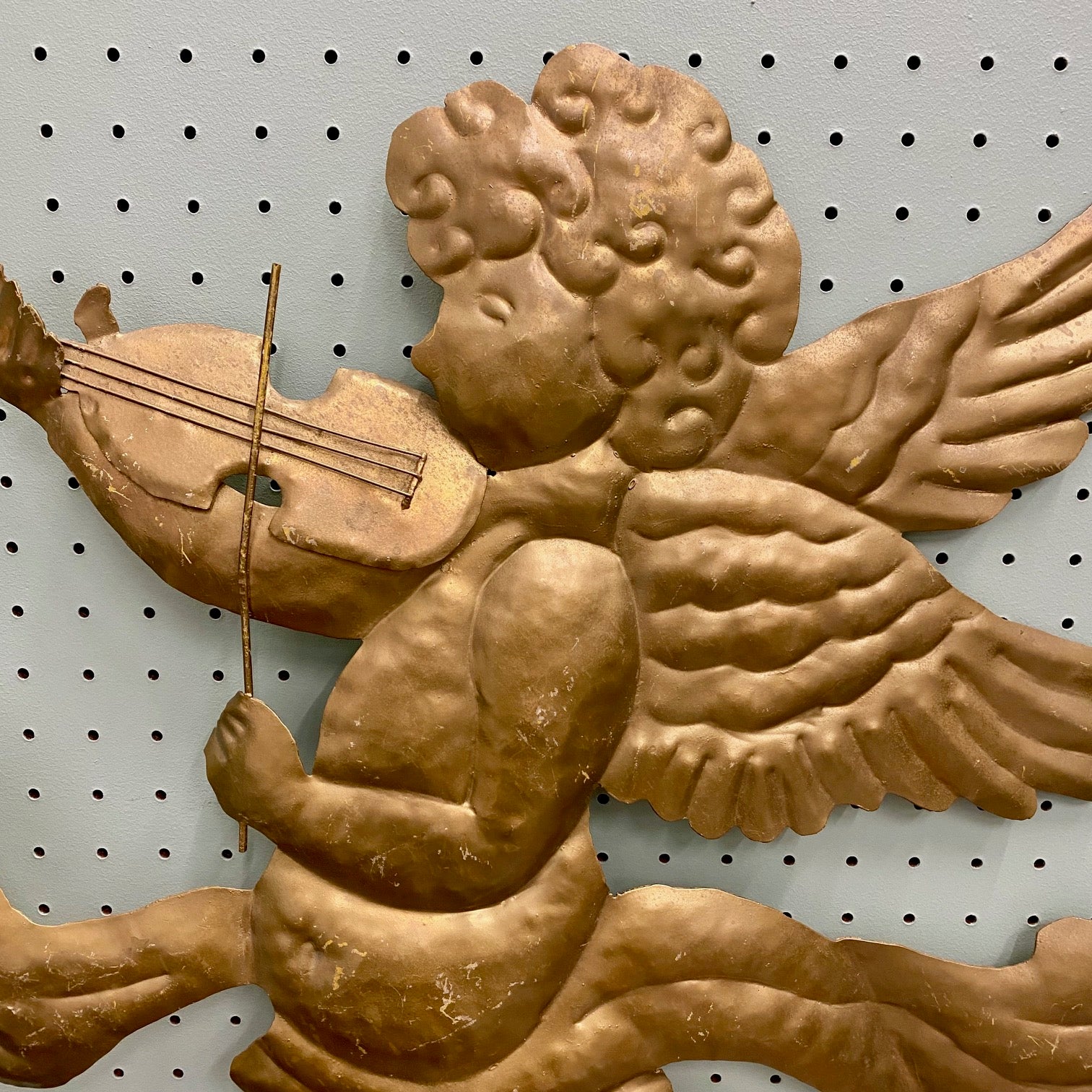 Large Pair of Vintage Gold Metal Cherubs