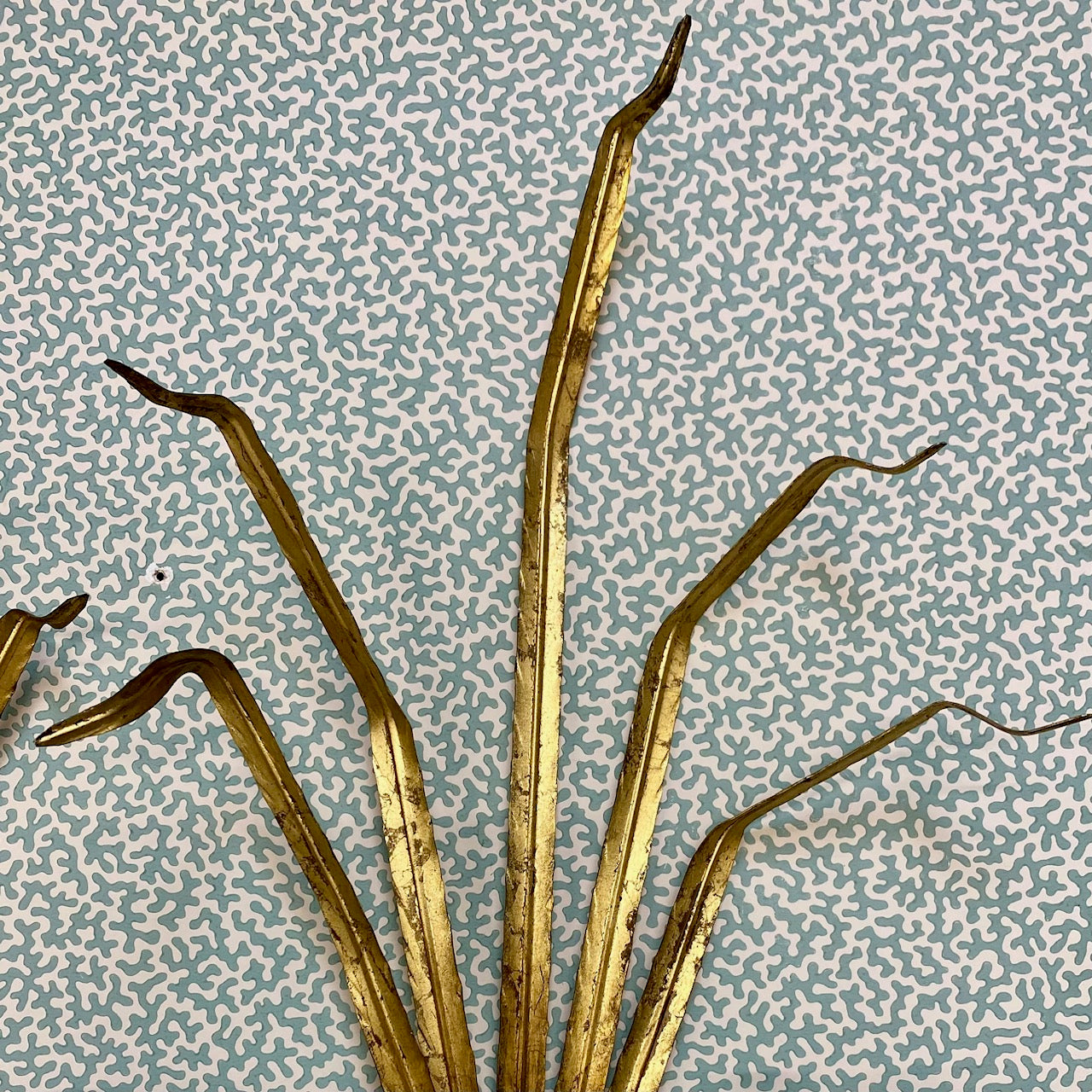 Pair Italian Gilt Tole Leaf Sconces