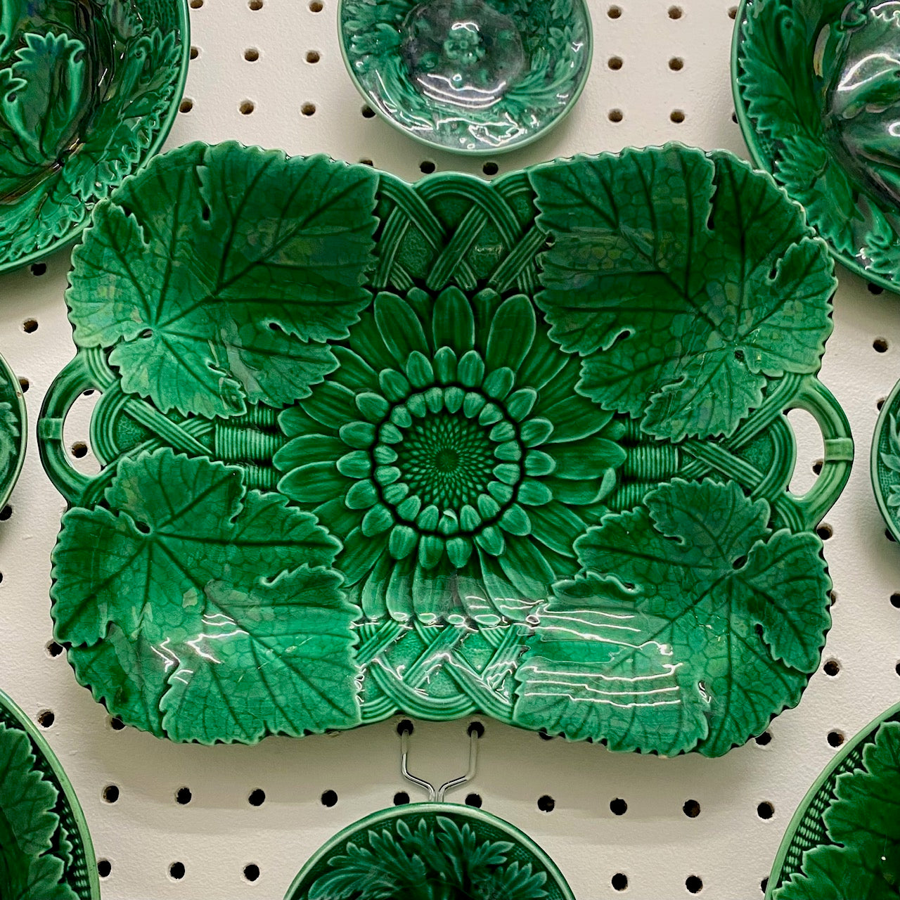 Large Antique Green Leaf Wall Display