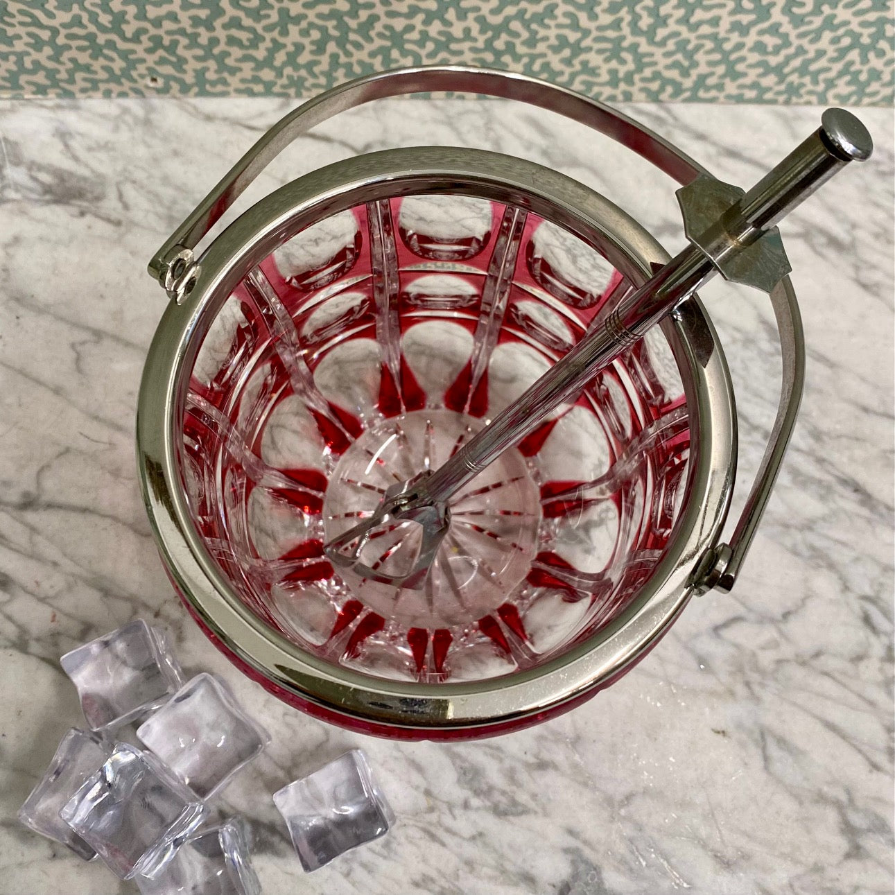 1950'S Val St Lambert Pink Crystal Ice bucket