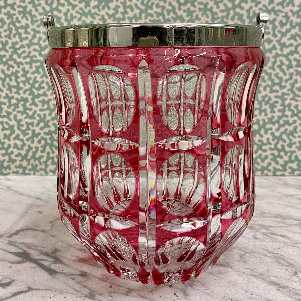 1950'S Val St Lambert Pink Crystal Ice bucket