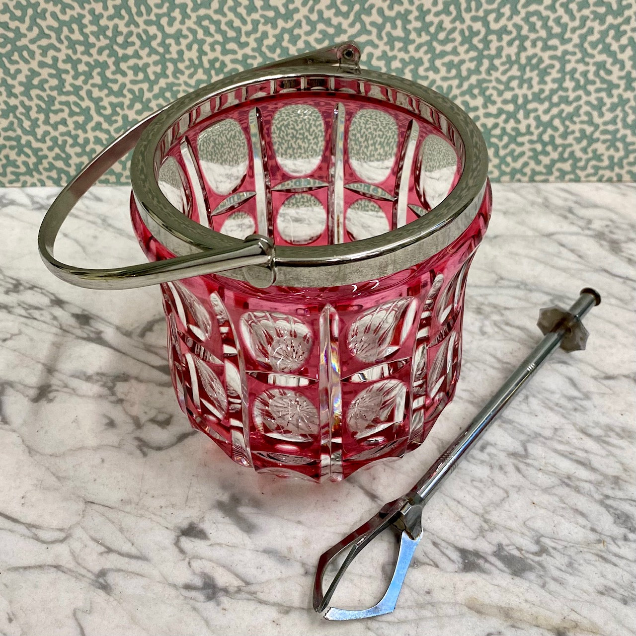 1950'S Val St Lambert Pink Crystal Ice bucket