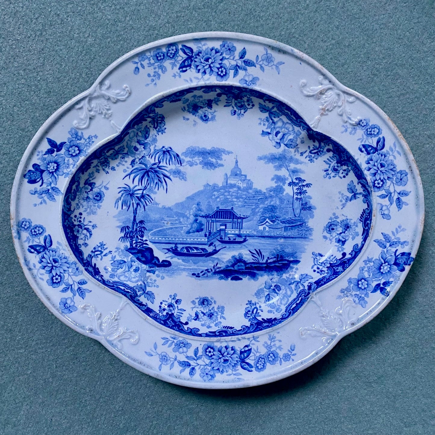 Large Antique Blue & White Wall Display