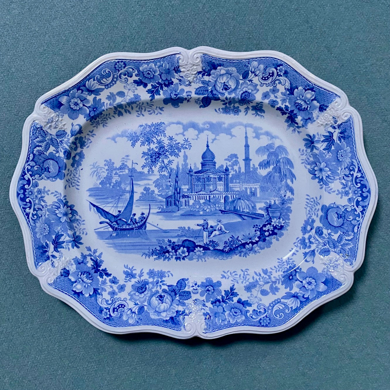 Large Antique Blue & White Wall Display