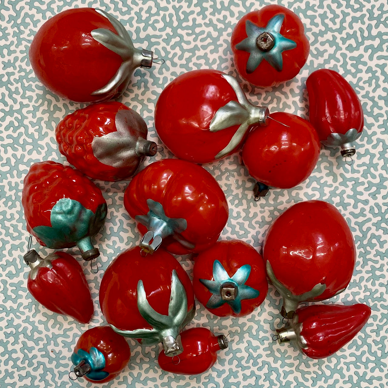 Bundle of Red Vintage Ukrainian Glass Fruit & Veg