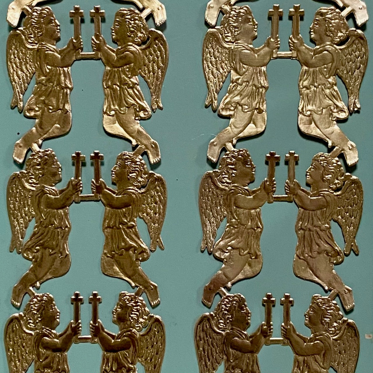 Set 9 Sheets Vintage Gold Foil Angel Cutouts