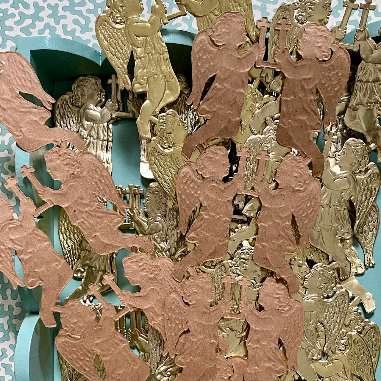 Set 9 Sheets Vintage Gold Foil Angel Cutouts